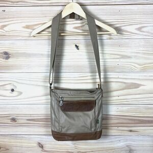 TSD Brand Crossbody Urban Lite Bag Beige Canvas Cotton Leather Earth & Style USA